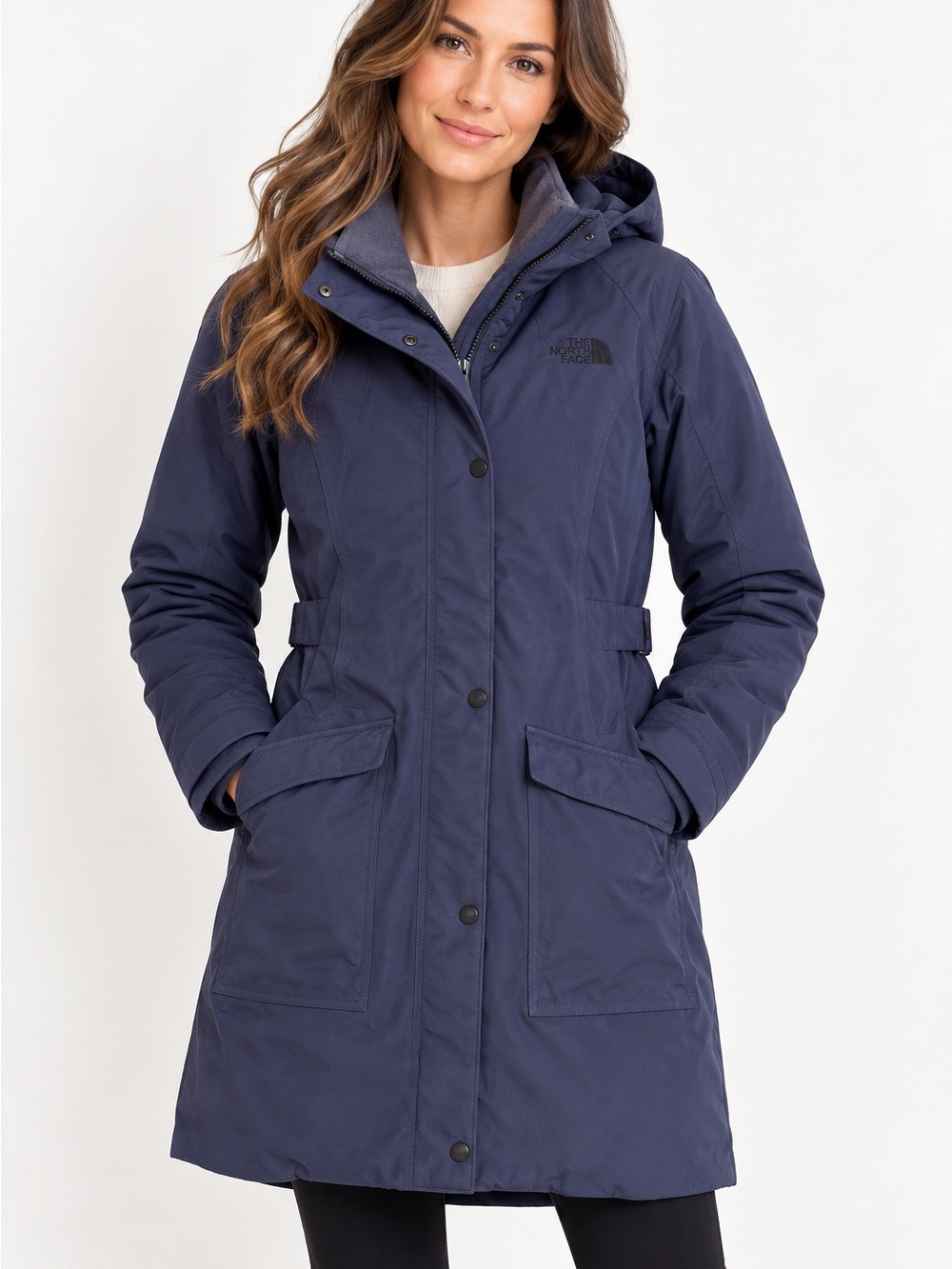 The North Face Women’s Navy Hooded Long Coat Size Small